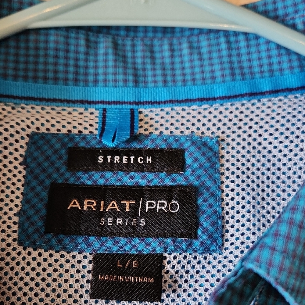 Ariat Turquoise Micro-Check Button-Down Shirt - image 2